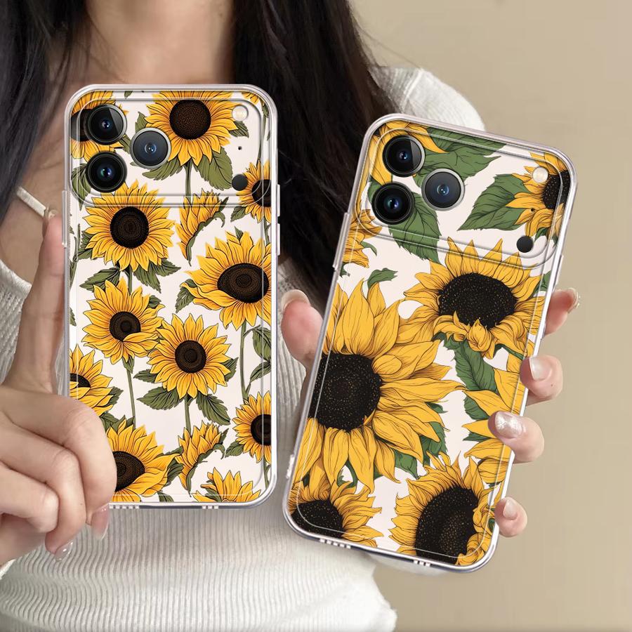 Tablet And Accessories Case - Прозрачный чехол с милым узором подсолнухов