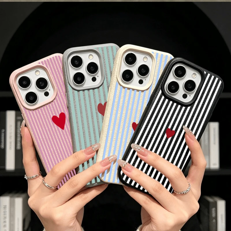 Realme Note 50 - Красочный полосатый чехол с сердечками для